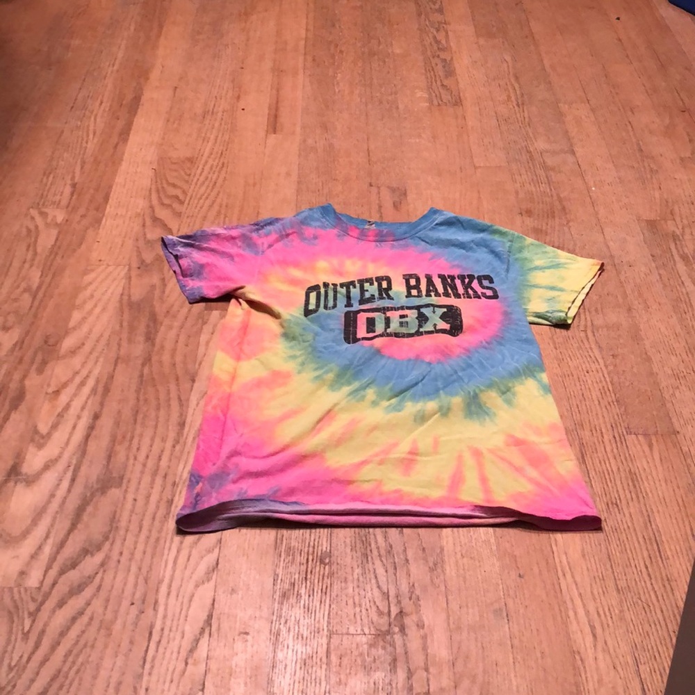 Outer Banks North Carolina OBX Rainbow Tie Dye Short Sleeve T Shirt M